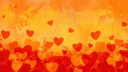 Valentine's Day Hearts Background, Love, Romance, Abstract, Orange
