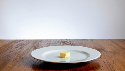 白い皿に置かれたバターの食品イメージ generative ai