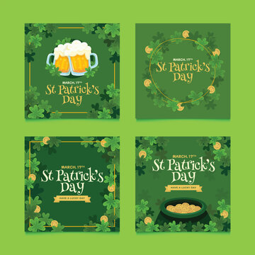 St patrick s day themed posts with beer clovers and golden coins