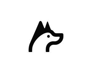 Minimal Bold Black Dog Head Logo Design