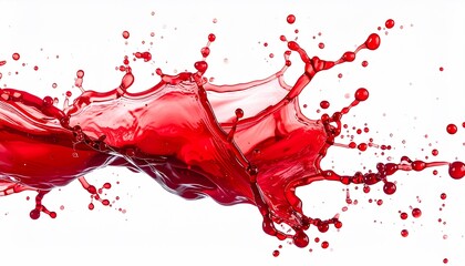 A vibrant splash of red liquid, frozen in time against a clean white background
