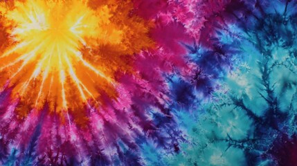 Vibrant abstract tie-dye pattern featuring a radiant sunburst of colors
