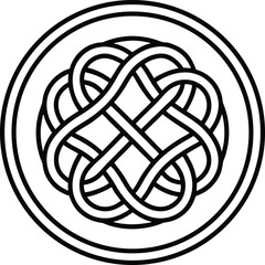 Celtic shield round knot line art vector graphic