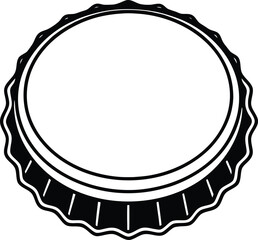 Black and white line art vector of a circular beer bottle cap with ridged edges