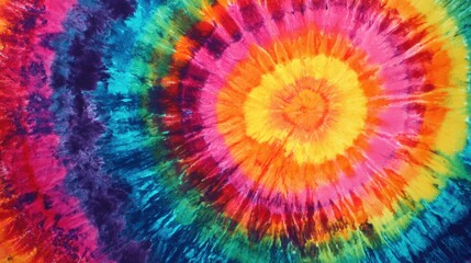Mesmerizing colorful tie-dye background with a bold central spiral in bright warm tones.