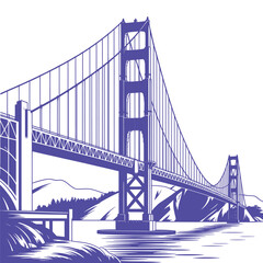 Fototapeta premium Golden gate bridge san francisco california illustration landscape