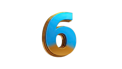 3D Blue and Gold Number 6