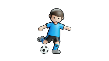 3D Cartoon Soccer Player Kicking a Ball