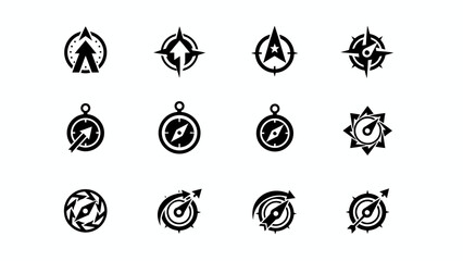 Collection of Various Compass Symbols and Icons.