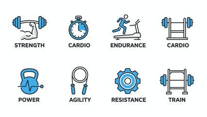 Fitness Icons Representing Various Exercise Types.