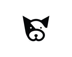 Creative Cute Dog Face Logo Design Vector