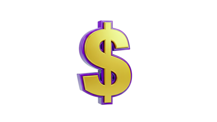 Golden dollar sign with purple outline