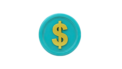 Golden Dollar Sign on Teal Coin