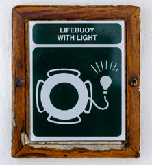 Lifebuoy with Light Sign on a Cruise Ship