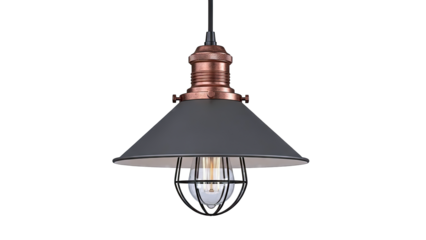 Industrial Pendant Light with Copper Accents