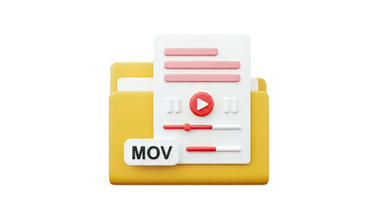 3D Icon of MOV Video File in Folder