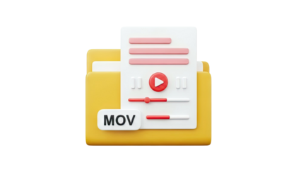 3D Icon of MOV Video File in Folder