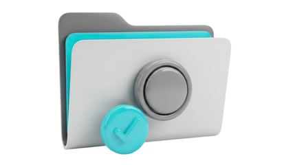 3D Folder with Checkmark Icon