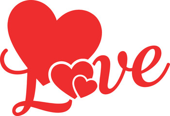 Red heart shaped love symbol for valentines day