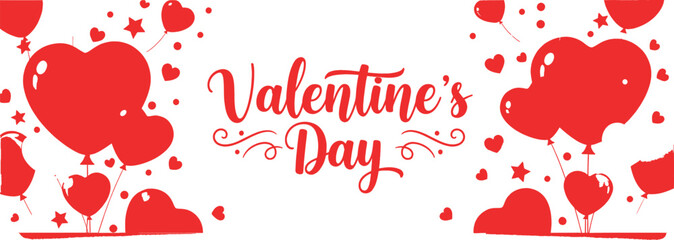 Valentines day greeting card template with red hearts and stars on for lovers and friends