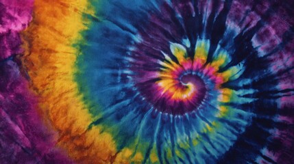 Vibrant and dynamic tie-dye fabric showcasing a mesmerizing colorful spiral pattern
