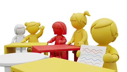 Children's Classroom Scene with Colorful Figures and Drawings