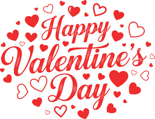 Happy valentines day greeting with red hearts