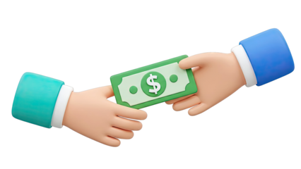Hands Exchanging a Dollar Bill