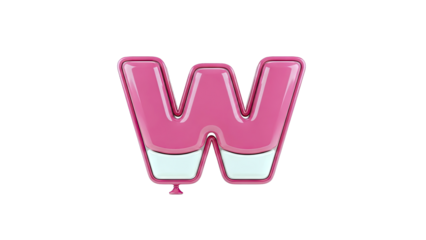 Pink 3D Letter W Balloon