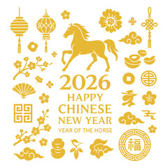 Chinese New Year 2026 Design Elements &ndash; Year of the Horse Icon Collection
