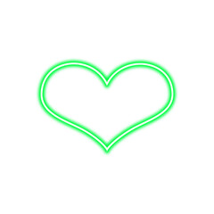 green neon heart outline isolated on transparent background 