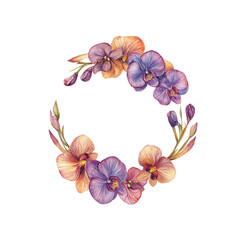 Watercolor Orchid Wreath Frame