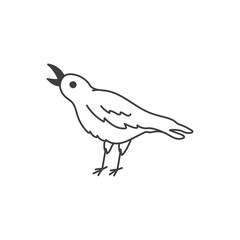 Mystical Raven Wildlife Illustration. Dark fantasy bird drawn in ink style, abstract hand drawn vector artwork for aesthetic folklore themed decorative design