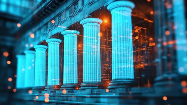 Digital banking transformation in urban financial district enhances payment networks through advanced technology and secure transactions