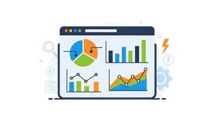Vibrant business analytics on modern computer screen with graphs