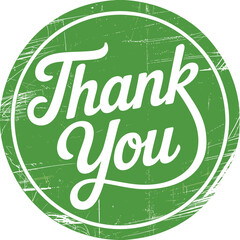 Green circle thank you message with white text and border