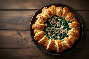 mushroom, spinach and ricotta cheese crescent roll pastry ring