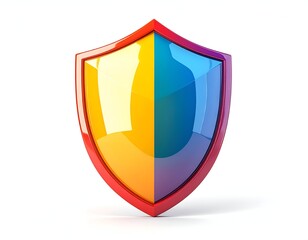 Glossy, segmented shield with a red outline, representing protection