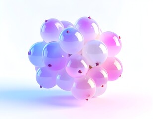Fototapeta premium Cluster of translucent, gradient spheres, lit from below, on white