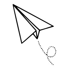 paper airplane with dotted flight path outline