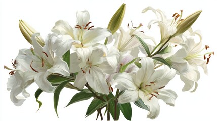 Elegant white lilies in full bloom
