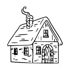 simple hand drawn rustic cabin sketch