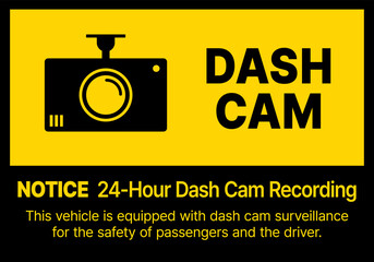 Bold Dash Cam Recording Sign for Vehicle, Visual Deterrent Car Security Warning Sticker, Dashcam in Progress Label