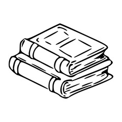 stack of three books line art vector
