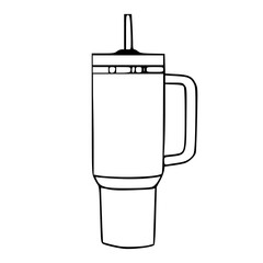 large insulated tumbler with handle line art