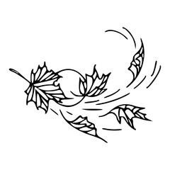 autumn leaves falling in wind doodle