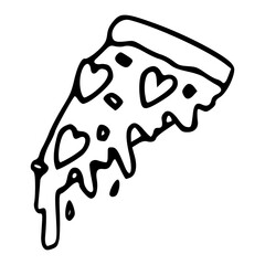 love pizza fast food doodle illustration