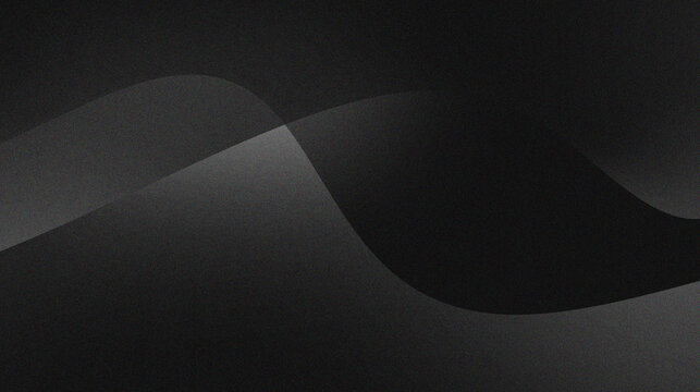 abstract background with a dark gray to black gradient, featuring overlapping wave or curve shapes with a grainy texture - Powered by Adobe