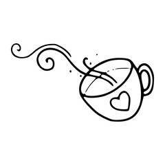 love coffee swirl steam doodle vector