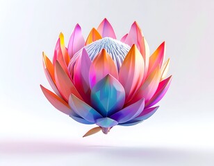 Obraz premium Vivid, stylized flower with layered, multi-colored petals, centered